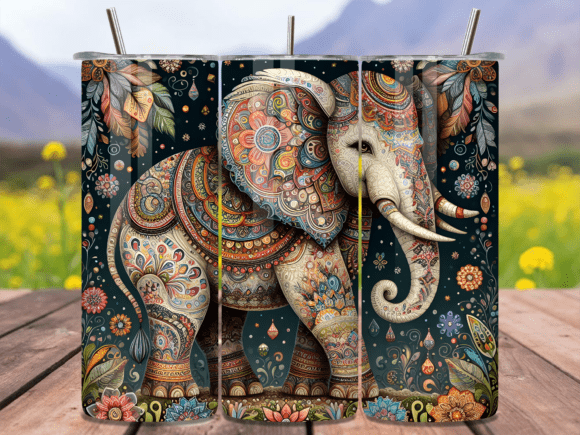 Download Boho Mandala Elephant Tumbler Wrap PNG - Boho mandala Collection