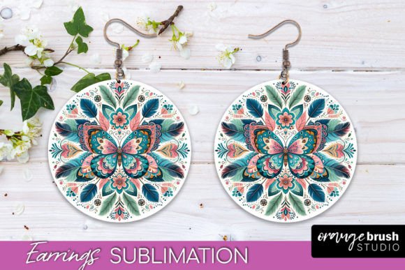 Download Butterfly Boho Mandala Round Earrings - Boho mandala Collection
