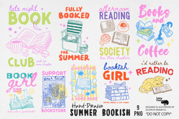 Download Summer Bookish Hand-Drawn PNG Bundle - Png bundle Collection