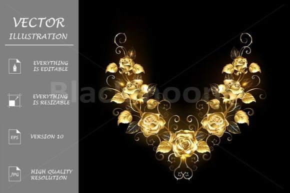 Download Symmetrical Pattern of Golden Roses - Golden Collection