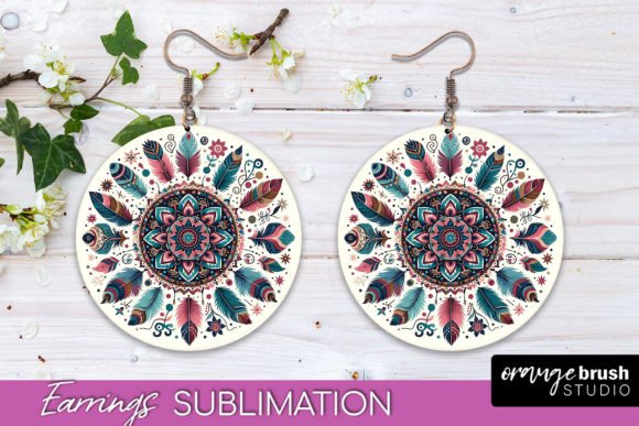Download Boho Mandala Round Earrings Sublimation - Boho mandala Collection