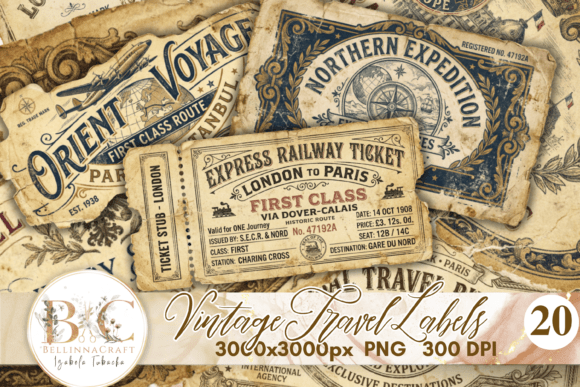 Download Vintage Travel Labels PNG Bundle - Png bundle Collection